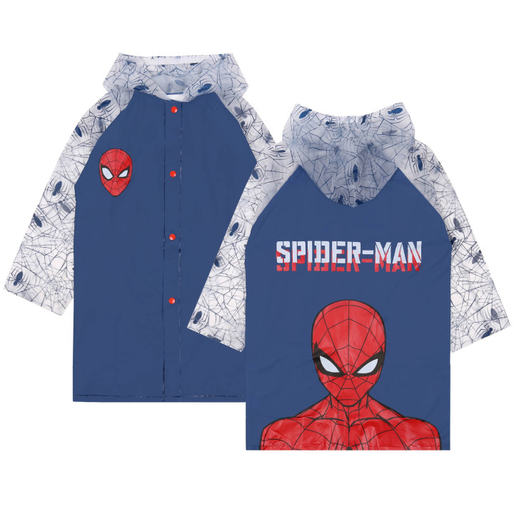 SpiderMan - Regenjas met capuchon, jongens, marineblauw
