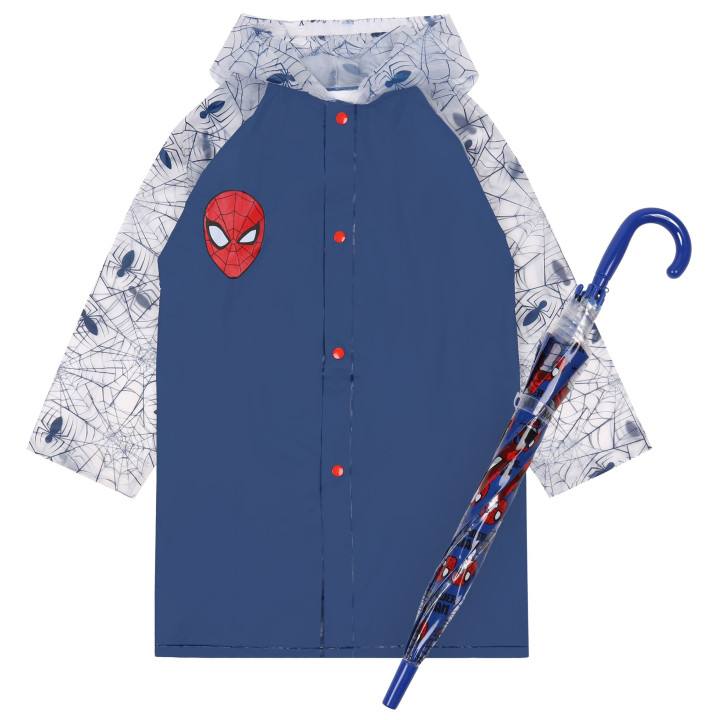 SpiderMan - Regenjas met capuchon, jongens, marineblauw