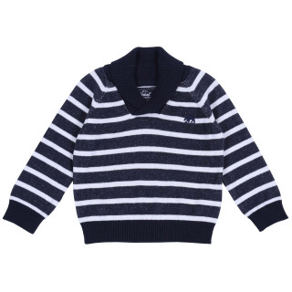 Trui in marineblauw en wit