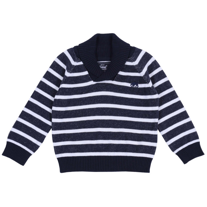 Trui in marineblauw en wit