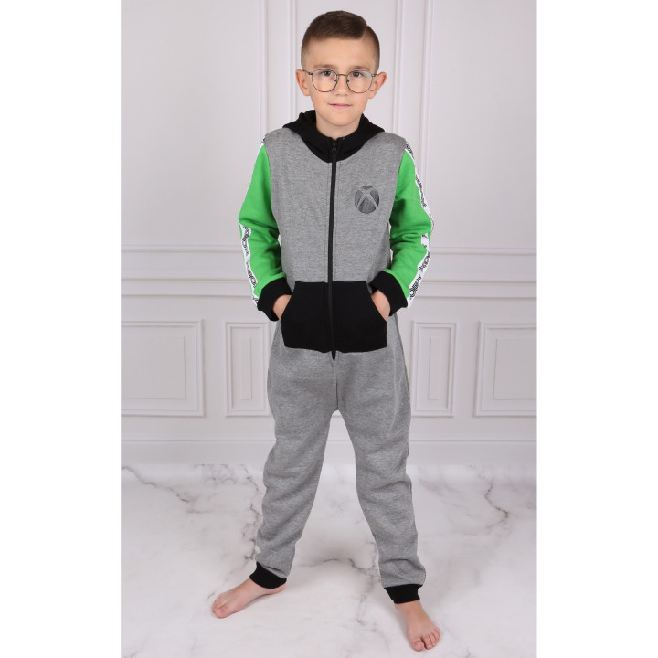 XBOX Eendelige pyjama VOOR GAMER, jumpsuit met capuchon, onesie voor jongens