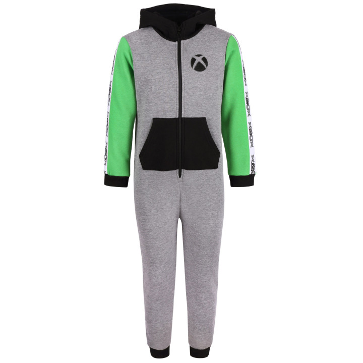 XBOX Eendelige pyjama VOOR GAMER, jumpsuit met capuchon, onesie voor jongens