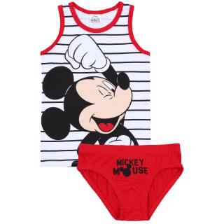 Wit gestreept T-shirt + rood Mickey Mouse slipje Disney