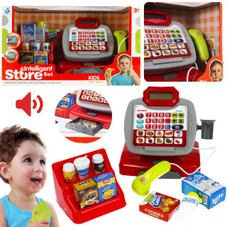MEGA CREATIVE - Rood met grijze kassa met toebehoren, winkelplezier, voor vanaf 3 jaar