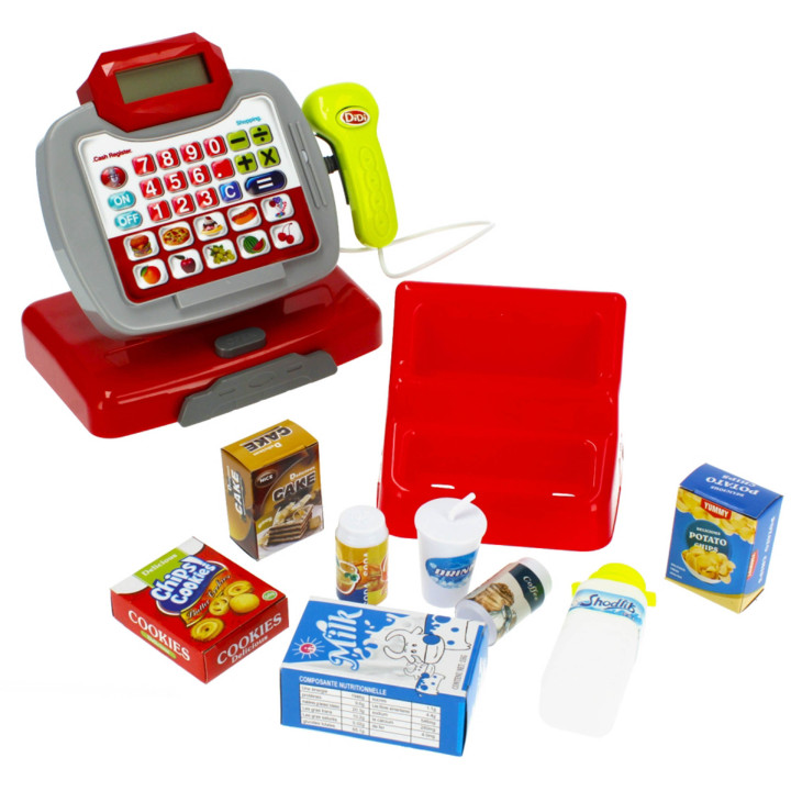 MEGA CREATIVE - Rood met grijze kassa met toebehoren, winkelplezier, voor vanaf 3 jaar