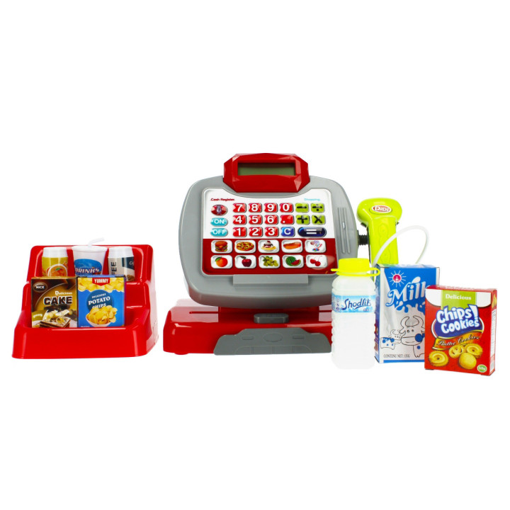 MEGA CREATIVE - Rood met grijze kassa met toebehoren, winkelplezier, voor vanaf 3 jaar
