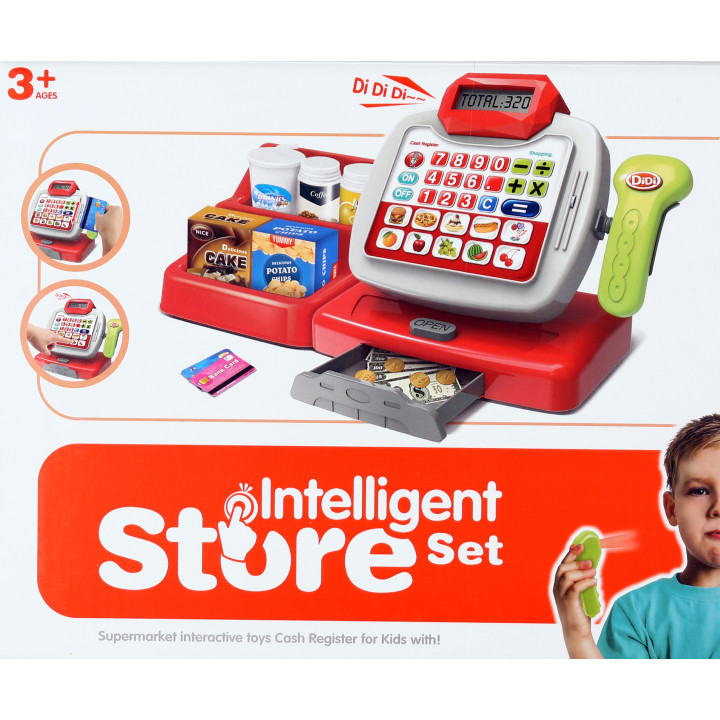 MEGA CREATIVE - Rood met grijze kassa met toebehoren, winkelplezier, voor vanaf 3 jaar