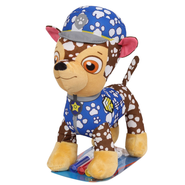 Paw Patrol Chase Knuffel/Mascotte om te Schilderen + 3 Stiften