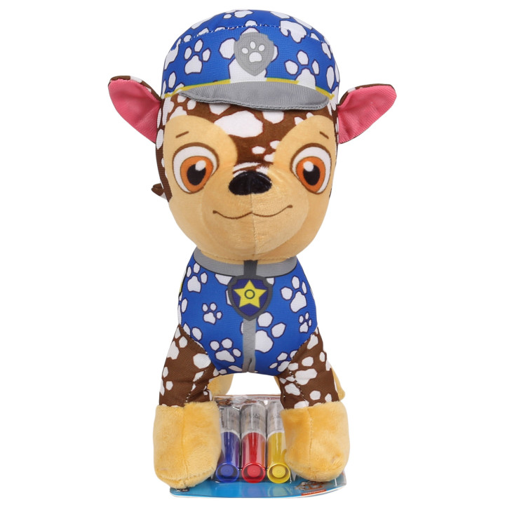 Paw Patrol Chase Knuffel/Mascotte om te Schilderen + 3 Stiften