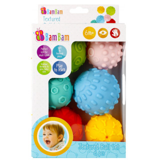 BamBam - Set sensorische ballen, verschillende texturen 6m+, 6 stuks