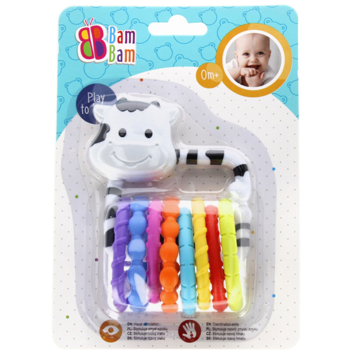 Bam Bam - Babyset, 2x rammelaar + rubberen bal, educatief speelgoed