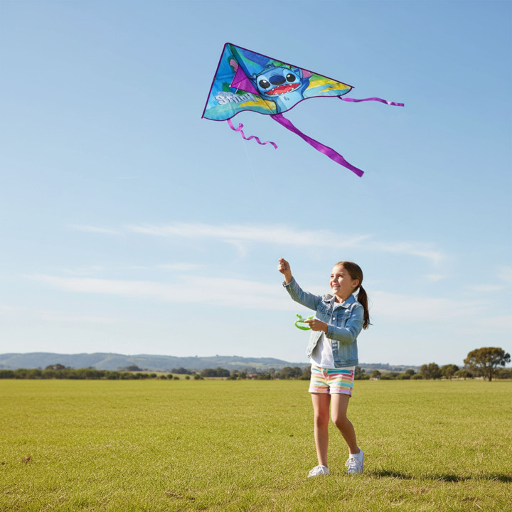 DISNEY Stitch GROTE vlieger voor kinderen, STEVIGE vlieger + lijn voor meisjes 95 cm