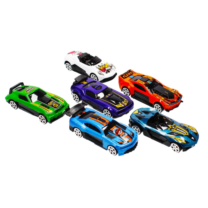 MEGA CREATIVE - Metalen vrachtwagen, sleepwagen/container met kleine auto's en wegaccessoires, voor vanaf 3 jaar