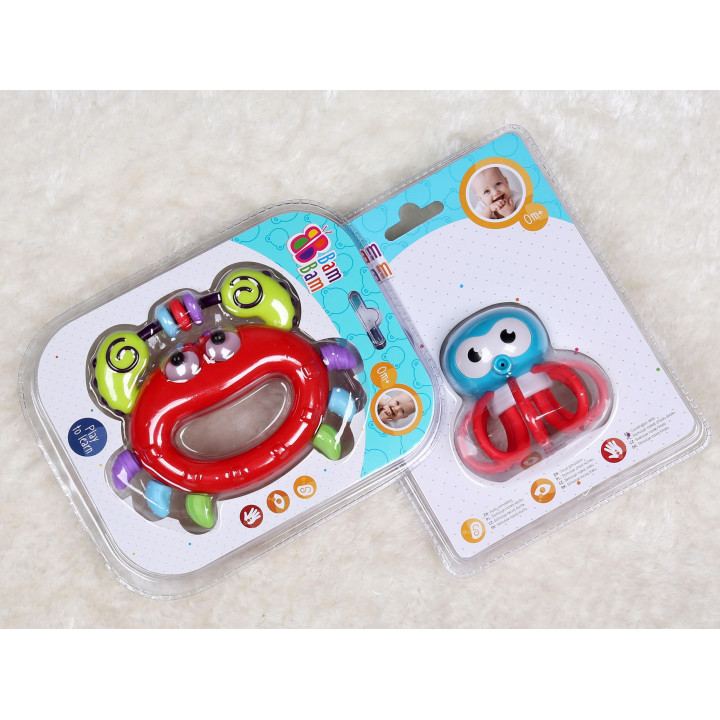 Bam Bam - Babyset: 2x rammelaar - krab, octopus
