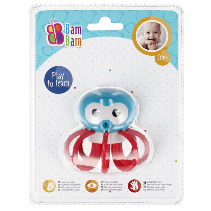 Bam Bam - Babyset: 2x rammelaar - krab, octopus