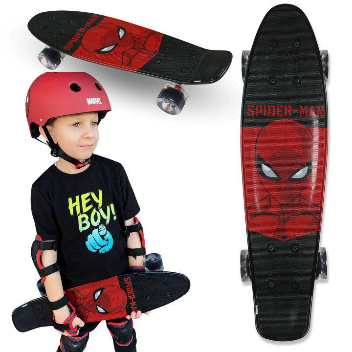 MARVEL Spider-Man Kinder skateboard FISH SKATEBOARD 55cm, anti-slip, lichtgewicht, STABLE tot 50 kg