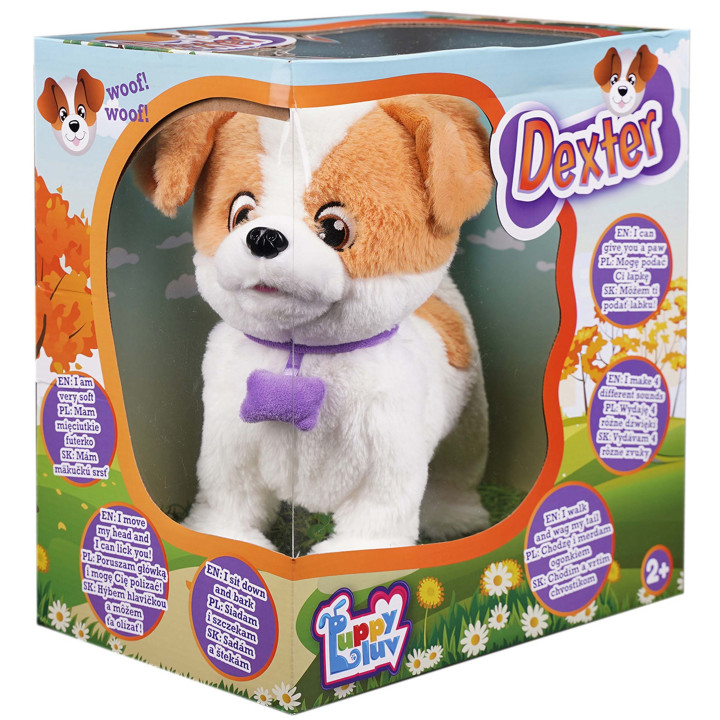 Puppy Luv - INTERACTIEVE Jack Russell Terrier-puppy, pluche WANDELENDE puppy, speelgoed voor kinderen Dexter 2+