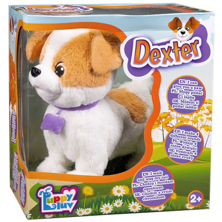 Puppy Luv - INTERACTIEVE Jack Russell Terrier-puppy, pluche WANDELENDE puppy, speelgoed voor kinderen Dexter 2+