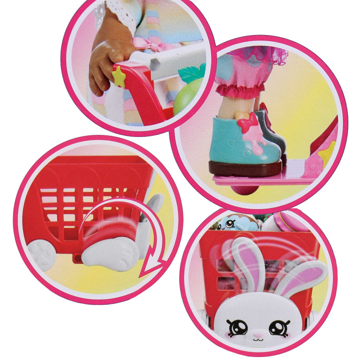 Kindi Kids Winkelwagen + 2st. Shopkins, Kindi Kids poppen accessoires speelgoed