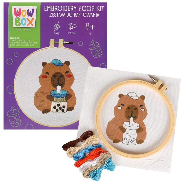 Wow Box - CAPIBARA Bubble Tea Borduurpakket, creatief pakket met borduurring 8+