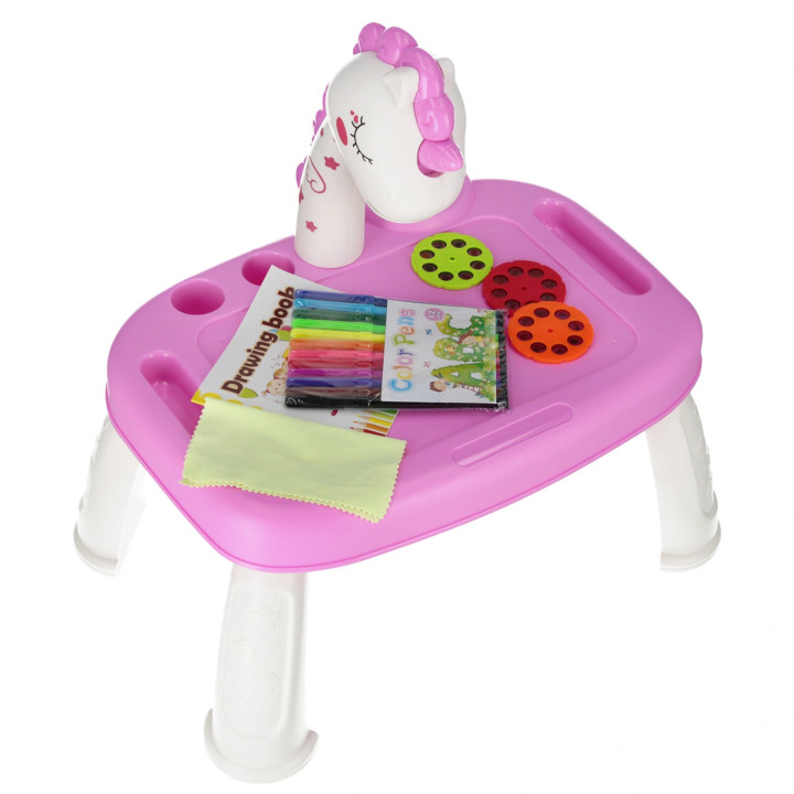 Roze tekenprojector met accessoires voor kinderen 3+ MEGA CREATIVE