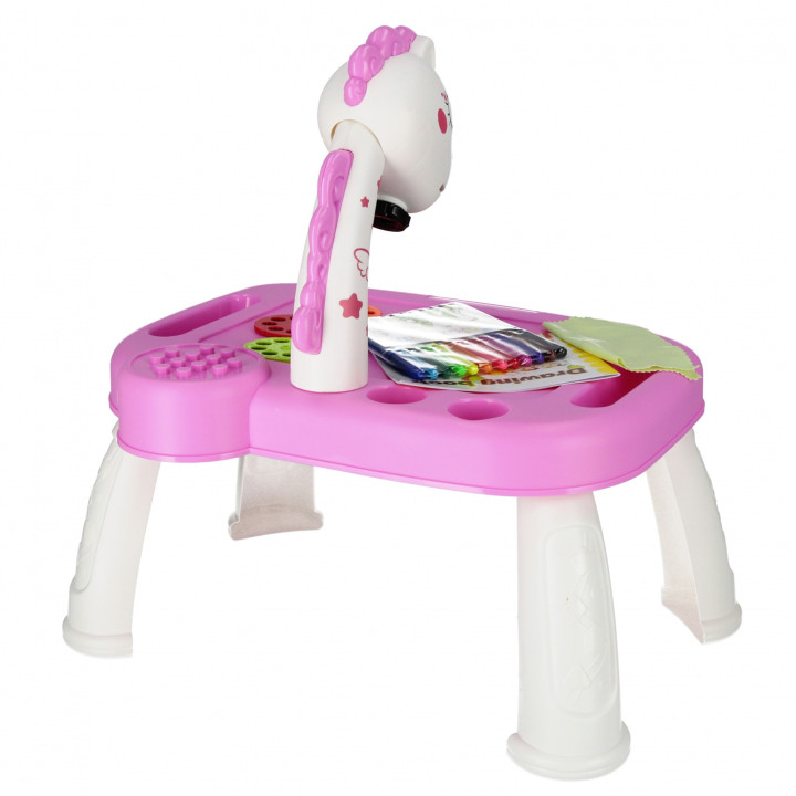 Roze tekenprojector met accessoires voor kinderen 3+ MEGA CREATIVE