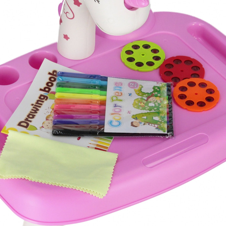 Roze tekenprojector met accessoires voor kinderen 3+ MEGA CREATIVE