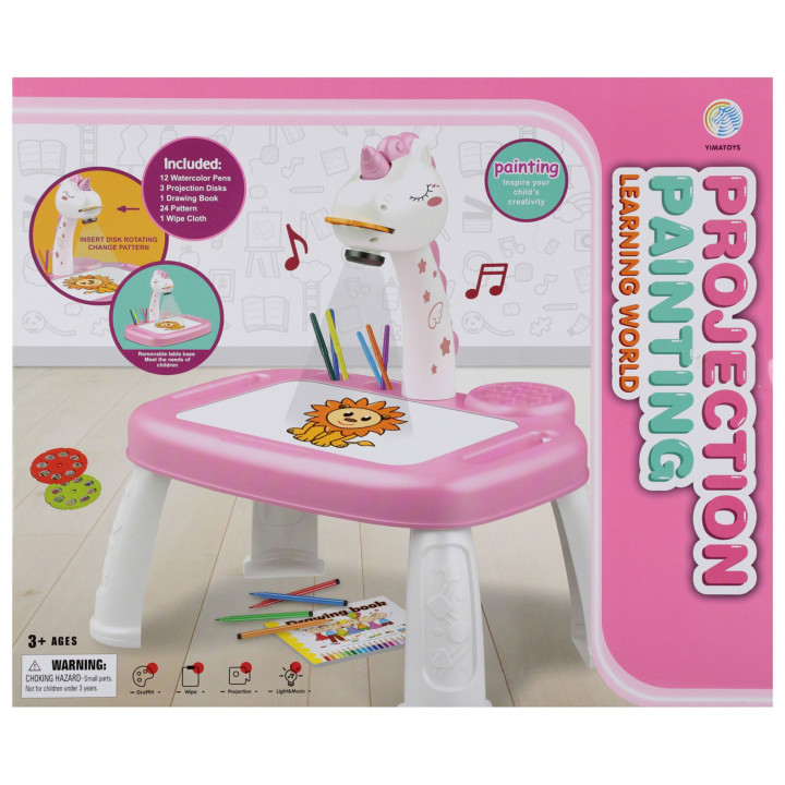 Roze tekenprojector met accessoires voor kinderen 3+ MEGA CREATIVE