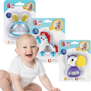 Bam Bam - Set babyspeelgoed: 3x dierenrammelaars zebra, haas, toekan