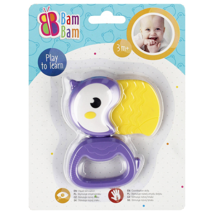 Bam Bam - Set babyspeelgoed: 3x dierenrammelaars zebra, haas, toekan