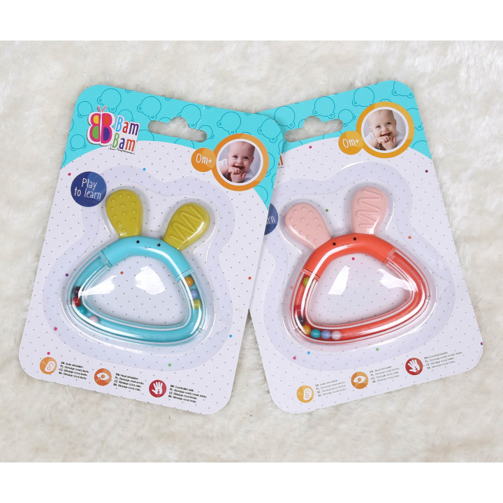 Bam Bam - Set babyspeelgoed: 3x dierenrammelaars zebra, haas, toekan