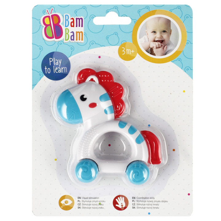 Bam Bam - Set babyspeelgoed: 3x dierenrammelaars zebra, haas, toekan