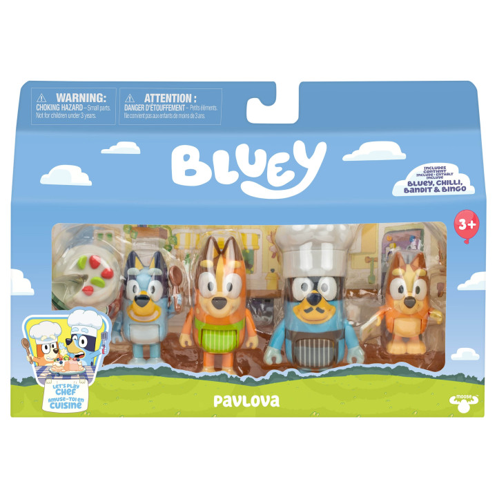 Bluey FIGUURENSET Tijd voor dessert PAVLOVA, figuren voor kinderen, BEWEEGBARE ELEMENTEN 3+