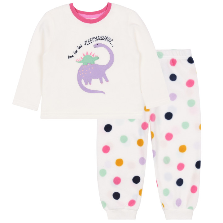 Dinosaurus - Baby witte polkadot pyjama met lange broek