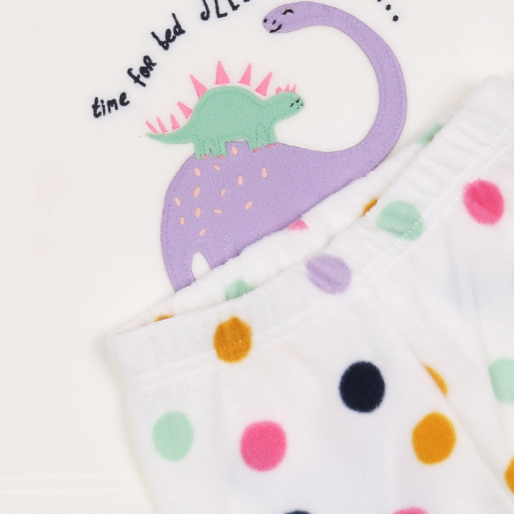 Dinosaurus - Baby witte polkadot pyjama met lange broek