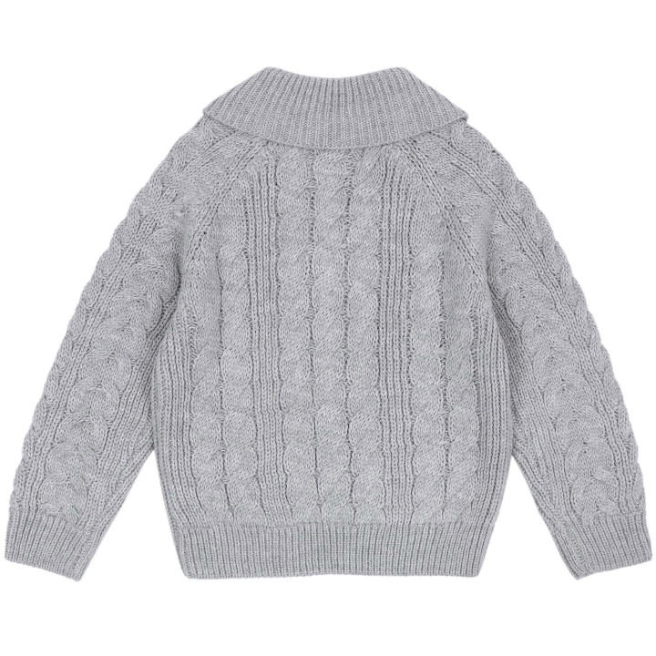 Grijze, warme kindertrui met grove tricot, wintertrui voor jongens