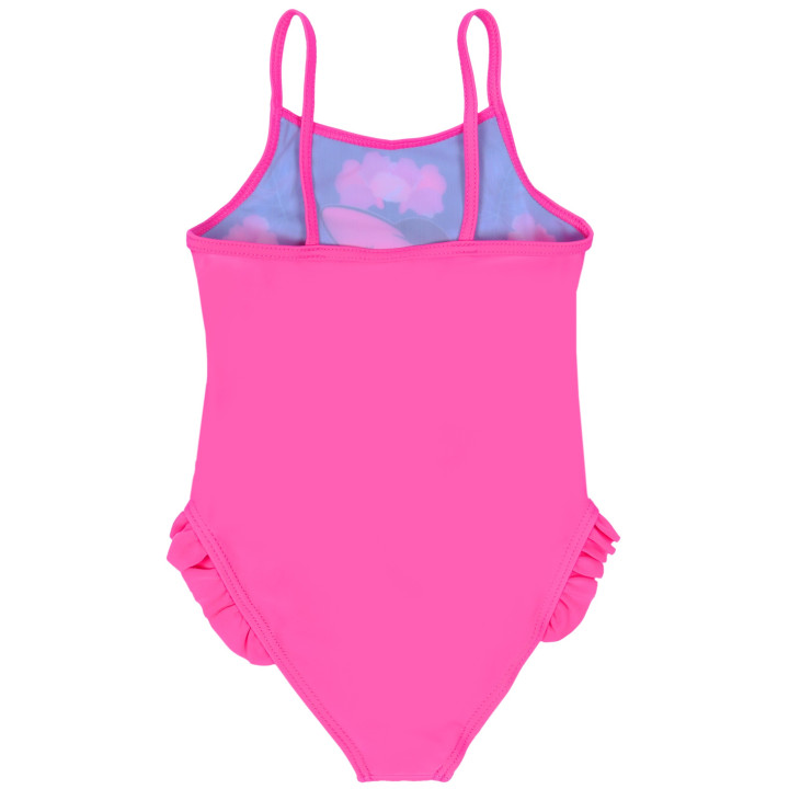Donkerblauw-roze, eendelig badpak met schouderbandjes en Minnie Mouse ruches DISNEY