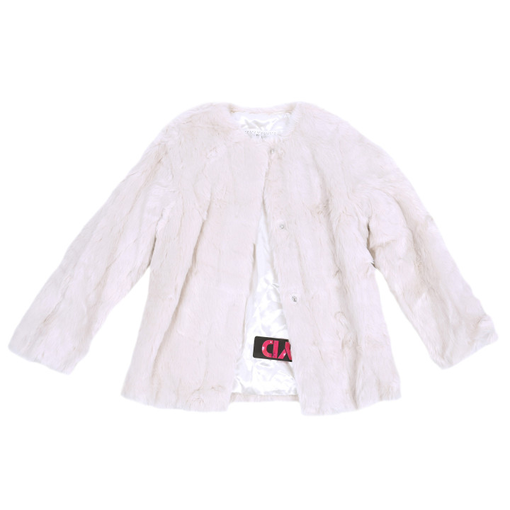 Warme, crèmekleurige bontjas