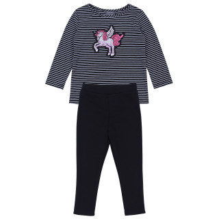 Set : Eenhoorn gestreepte blouse + zwarte legging