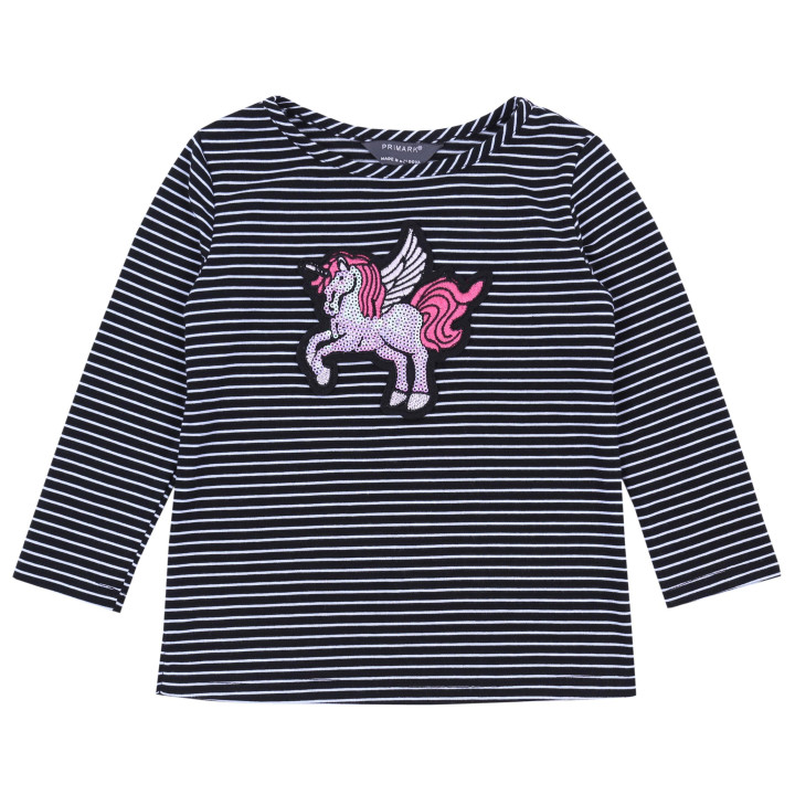 Set : Eenhoorn gestreepte blouse + zwarte legging