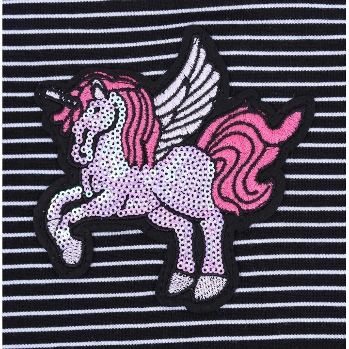 Set : Eenhoorn gestreepte blouse + zwarte legging