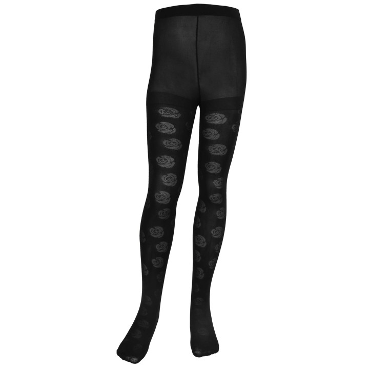 Set van 2 paar panty's voor meisjes – Zwart met bloemenpatroon, zacht en duurzaam