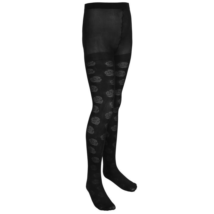 Set van 2 paar panty's voor meisjes – Zwart met bloemenpatroon, zacht en duurzaam