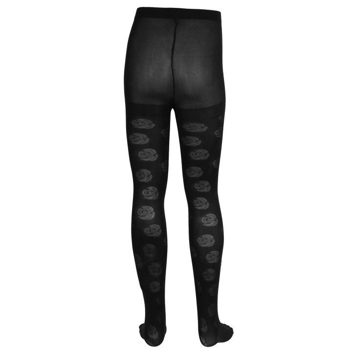 Set van 2 paar panty's voor meisjes – Zwart met bloemenpatroon, zacht en duurzaam