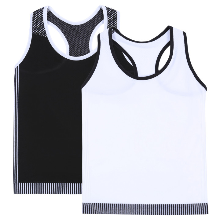 2x Zwart-wit naadloze boxerhemden