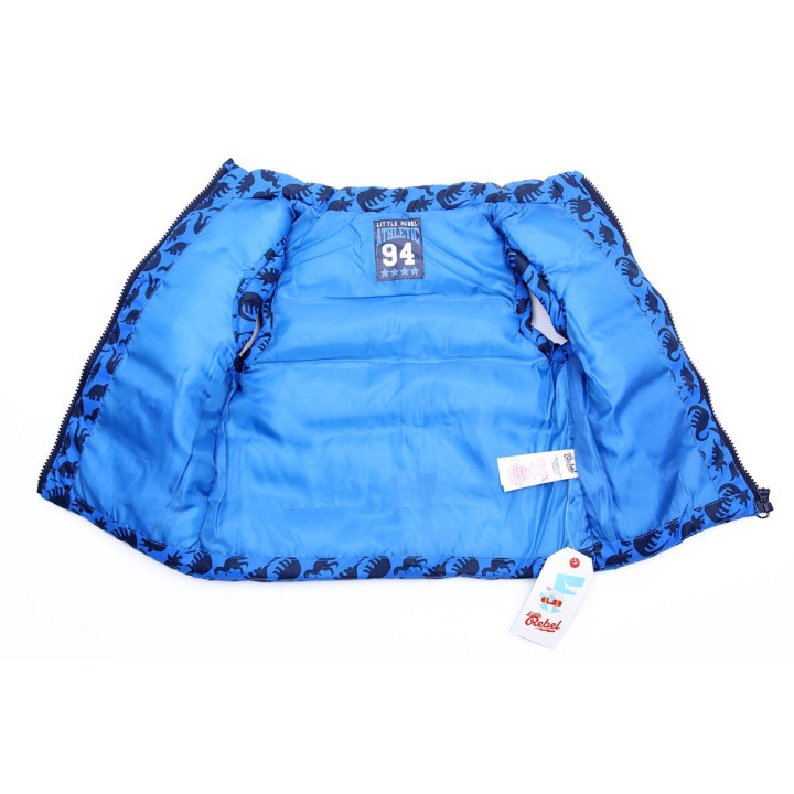 Blauwe Gewatteerde Mouwloze Jas