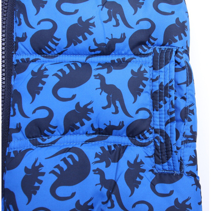 Blauwe Gewatteerde Mouwloze Jas