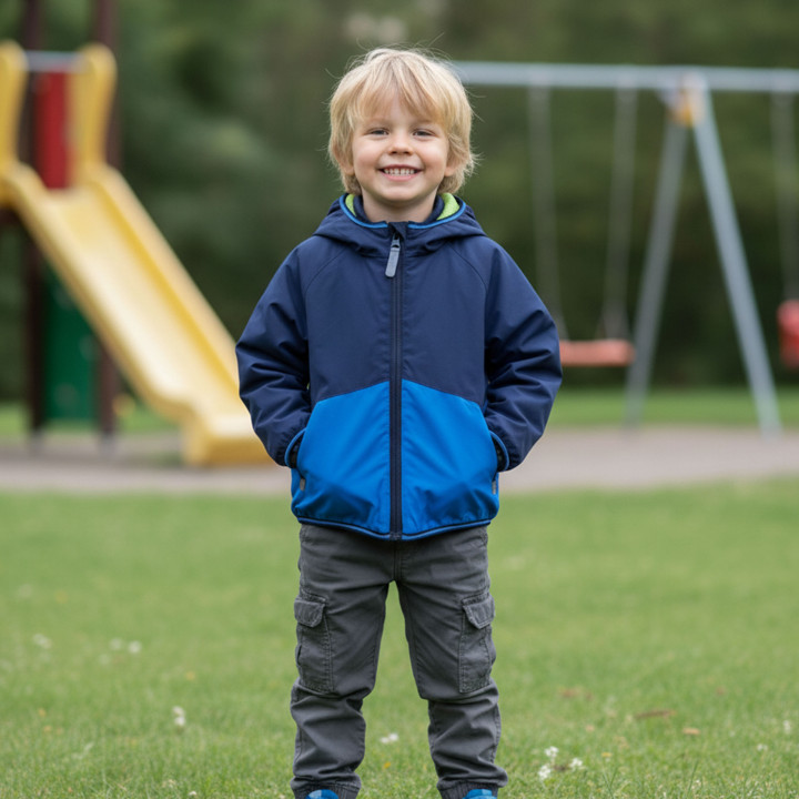 Kinderjack met capuchon, REGENJAS voor jongens MET REFLECTOREN