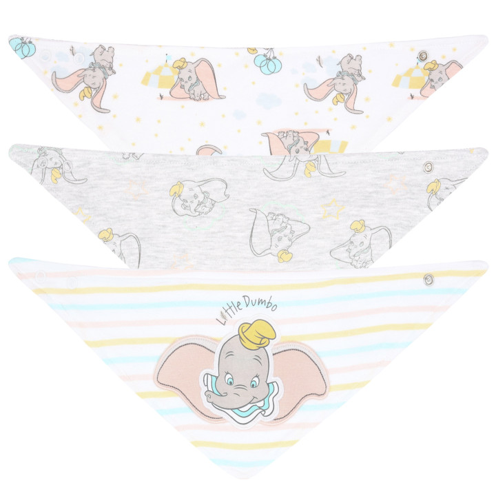 3x Pastelkleurige slabbetje Dumbo DISNEY