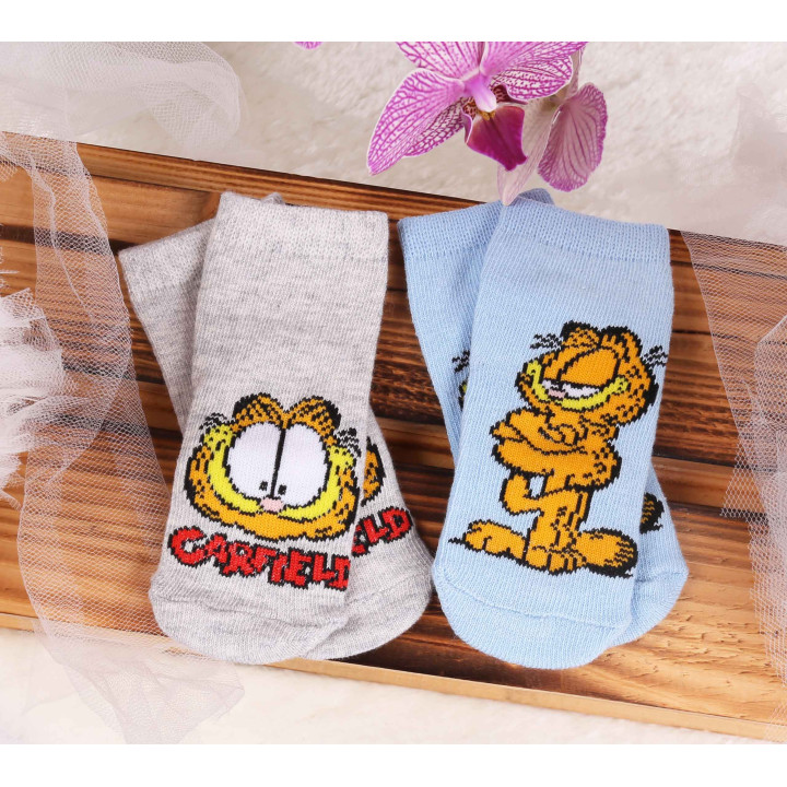 Garfield - 2 paar Grijze en Blauwe Babysokjes